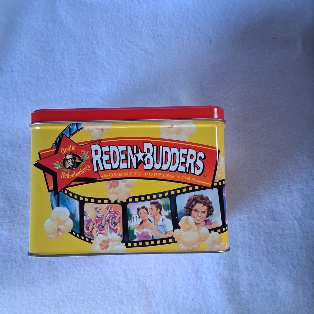 Reden Budders Lithograph Metal Tin Can Movie Theater Gourmet Popping Corn